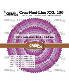 Crealies Crea-Nest-Lies XXL Dies No. 150 Circles With Wavy Lines (CLNestXXL150)