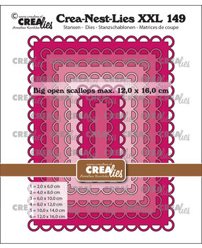 Crealies Crea-Nest-Lies XXL Dies No. 149 Big Open Scalloped Rectangles (CLNestXXL149)