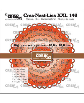Crealies Crea-Nest-Lies XXL Dies No. 146 Big Open Scalloped Circles (CLNestXXL146)