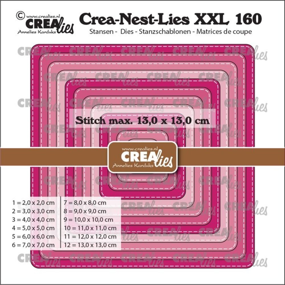 Crealies Crea-Nest-Lies XXL Stansen No. 160 Vierkanten Met Afgeronde Hoeken Stiksteek (CLNestXXL160) Crealies Crea-Nest-Lies XXL Stansen No. 160 Vierkanten Met Afgeronde Hoeken Stiksteek (CLNestXXL160)