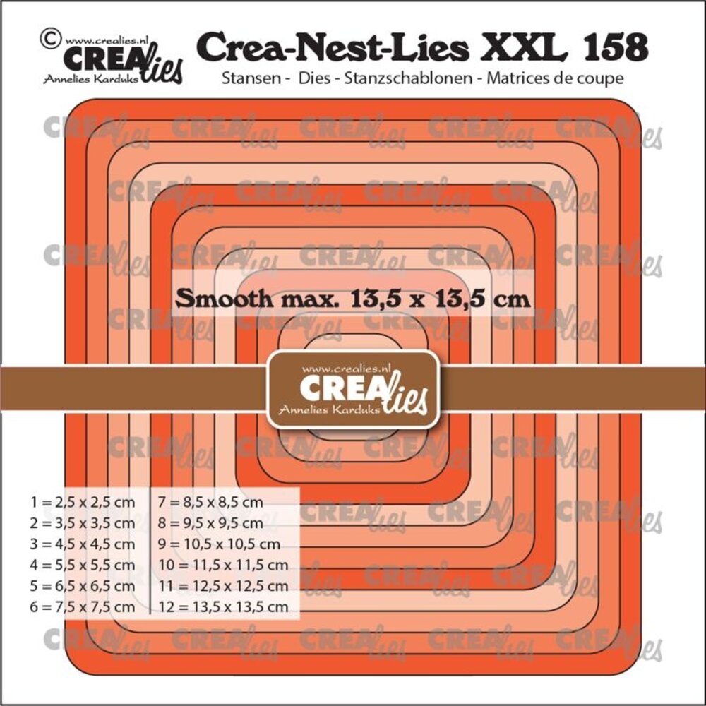 Crealies Crea-Nest-Lies XXL Stansen No. 158 Vierkanten Met Afgeronde Hoeken Glad (CLNestXXL158) Crealies Crea-Nest-Lies XXL Stansen No. 158 Vierkanten Met Afgeronde Hoeken Glad (CLNestXXL158)