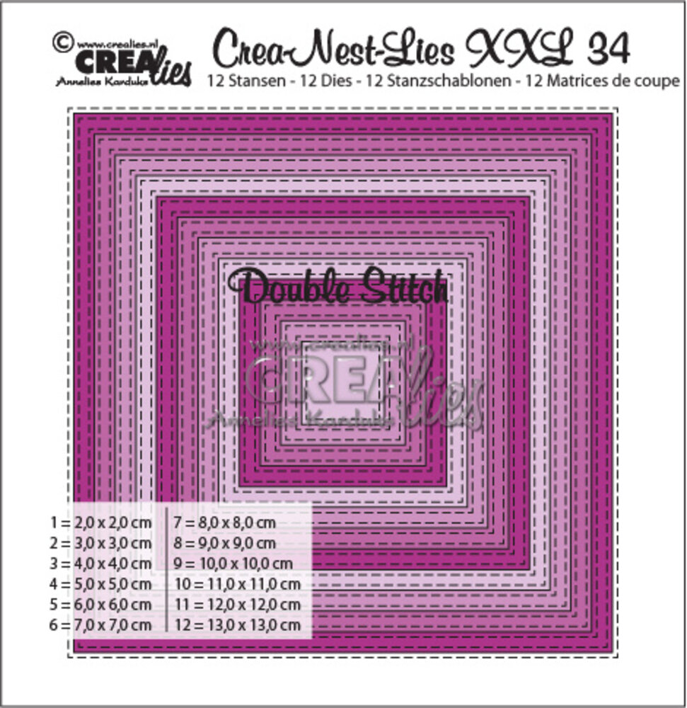 Crealies Crea-Nest-Lies XXL Dies No. 34 Square with Double Stitchline (CLNestXXL34) Crealies Crea-Nest-Lies XXL Dies No. 34 Square with Double Stitchline (CLNestXXL34)