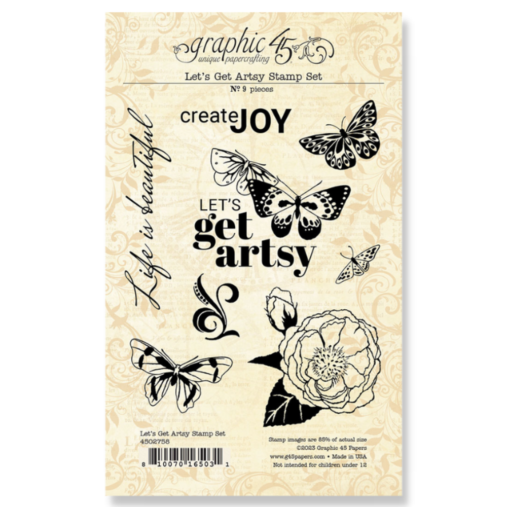 Graphic 45 Let's Get Artsy Stamp Set (4502758) (DISCONTINUED) Graphic 45 Let's Get Artsy Stamp Set (4502758) (DISCONTINUED)