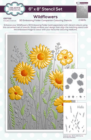 Creative Expressions Companion Colouring Stencil Wildflowers (2pcs) (CEST132) (OUTLET)
