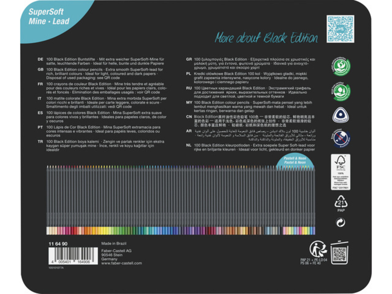 Faber Castell Black Edition Colour Pencils Box SuperSoft (100pcs) (FC-116490) Faber Castell Black Edition Colour Pencils Box SuperSoft (100pcs) (FC-116490)