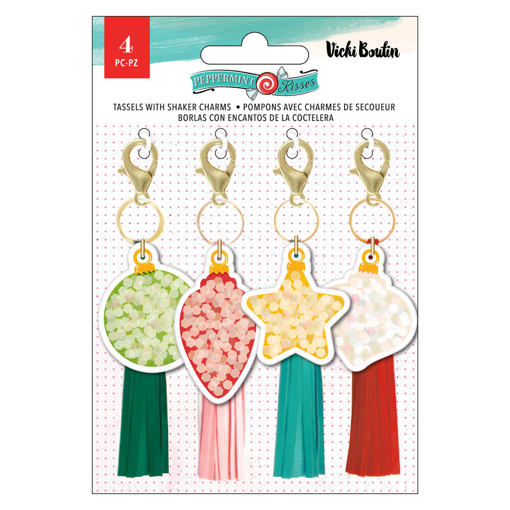 American Crafts Vicki Boutin Peppermint Kisses Charms Tassels with Shaker (4pcs) (34021943) (OUTLET) American Crafts Vicki Boutin Peppermint Kisses Charms Tassels with Shaker (4pcs) (34021943) (OUTLET)