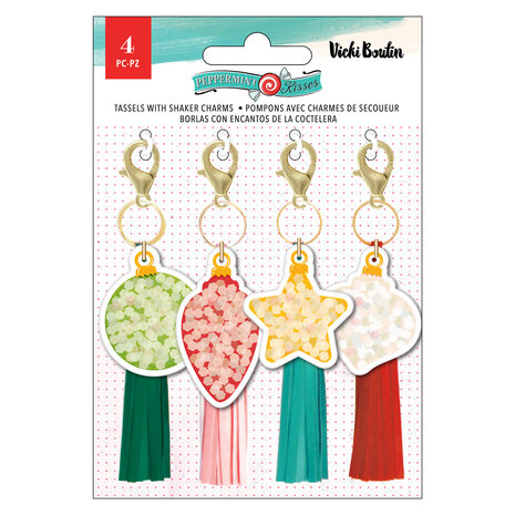 American Crafts Vicki Boutin Peppermint Kisses Charms Tassels with Shaker (4pcs) (34021943) (OUTLET) American Crafts Vicki Boutin Peppermint Kisses Charms Tassels with Shaker (4pcs) (34021943) (OUTLET)