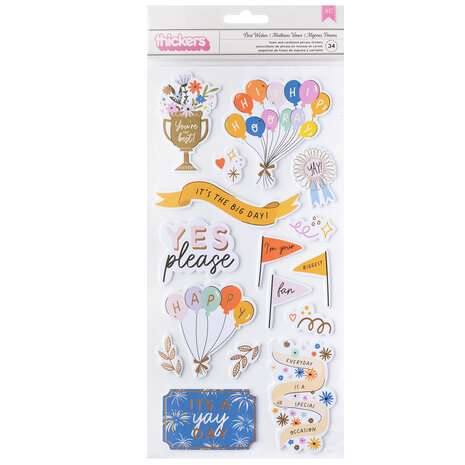 American Crafts Life of the Party Thickers Phrase Best Wishes (34pcs) (34025843) (OUTLET)