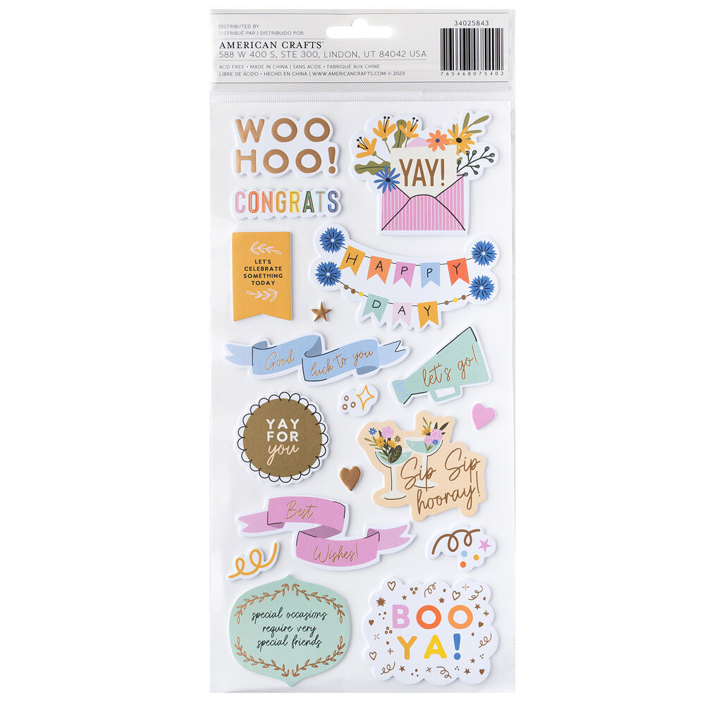 American Crafts Life of the Party Thickers Phrase Best Wishes (34pcs) (34025843) (OUTLET)