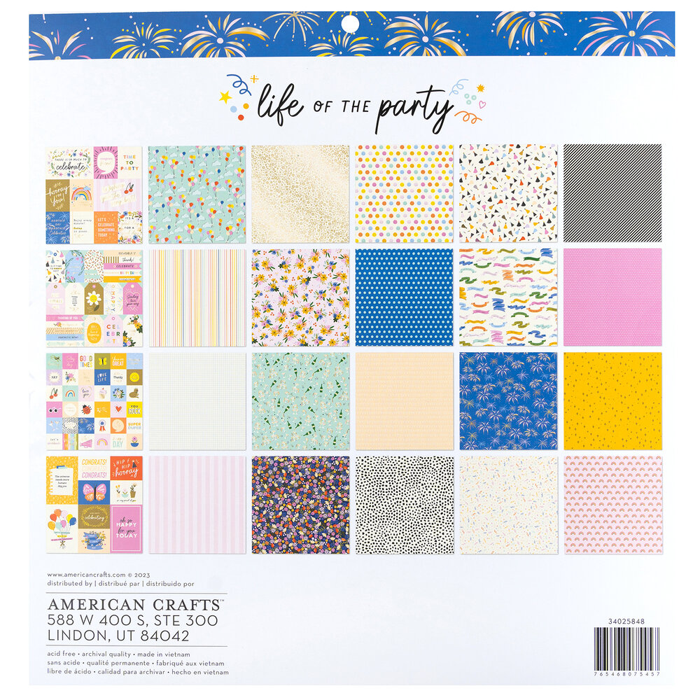 American Crafts Life of the Party 12x12 Inch Paper Pad (34025848) (OUTLET)
