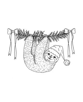 Crafty Individuals Christmas Sloth Unmounted Rubber Stamps (CI-639) (OUTLET)