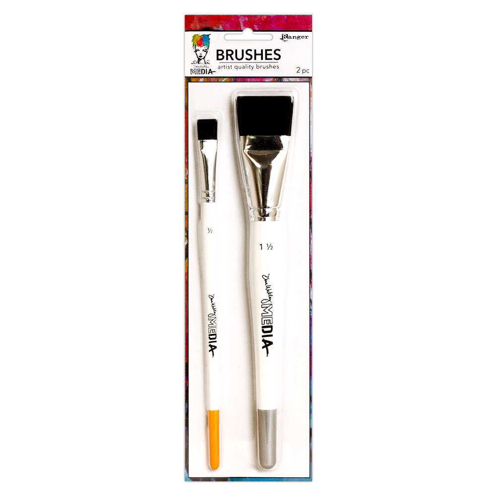 Ranger Dina Wakley MEdia Brushes Synthetic Bristle 1.5 & 0.5 Inch (2pcs) (MDA71136) Ranger Dina Wakley MEdia Brushes Synthetic Bristle 1.5 & 0.5 Inch (2pcs) (MDA71136)