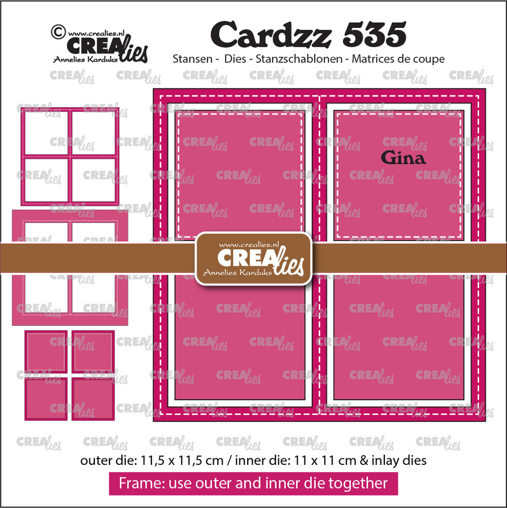 Crealies Cardzz Dies No. 535 Frame & Inlay Gina Square (CLCZ535)
