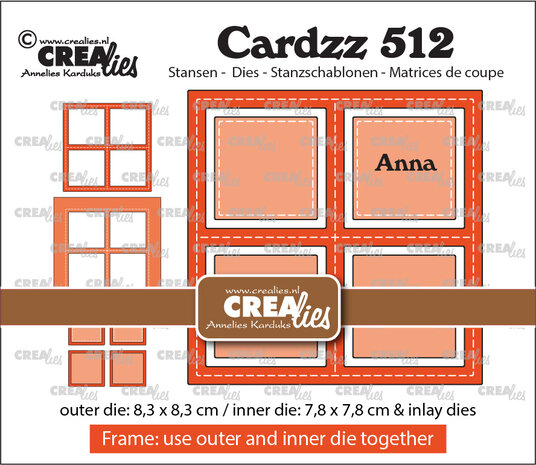 Crealies Cardzz Stansen No. 512 Frame & Inlay Anna Vierkant (CLCZ512)