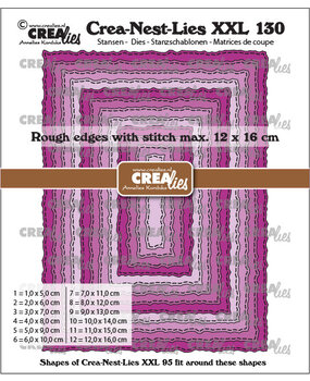 Crealies Crea-Nest-Lies XXL Dies No. 130 Rectangles with Rough Edges and Stitchlines (CLNestXXL130)