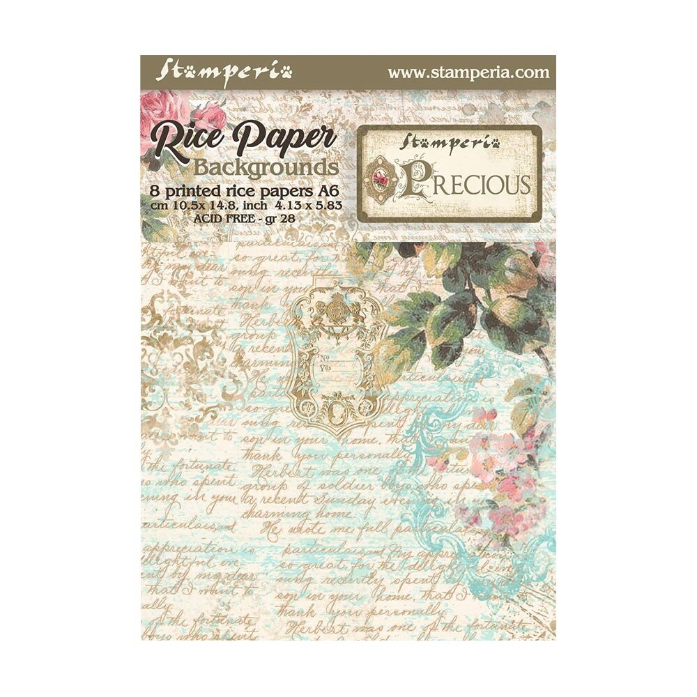 Stamperia Precious A6 Rice Paper Backgrounds (8pcs) (DFSAK6013) (DISCONTINUED)