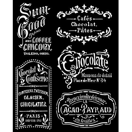 Stamperia Coffee and Chocolate Thick Stencil 20x25cm Plates (KSTD150) Stamperia Coffee and Chocolate Thick Stencil 20x25cm Plates (KSTD150)