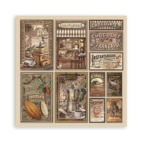 Stamperia Coffee and Chocolate Maxi 8x8 Inch Paper Pack (Single Face) (SBBSXB01)
