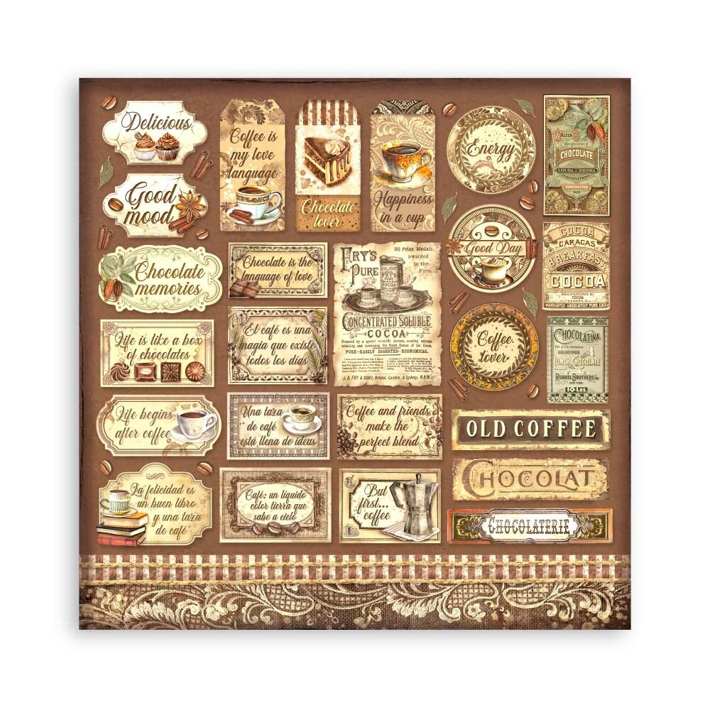 Stamperia Coffee and Chocolate 12x12 Inch Paper Pack (SBBL144)