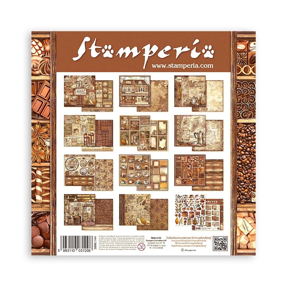 Stamperia Coffee and Chocolate 12x12 Inch Paper Pack (SBBL144)