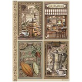 Stamperia Coffee and Chocolate A4 Rice Paper 4 Cards (6pcs) (DFSA4821) (DISCONTINUED)