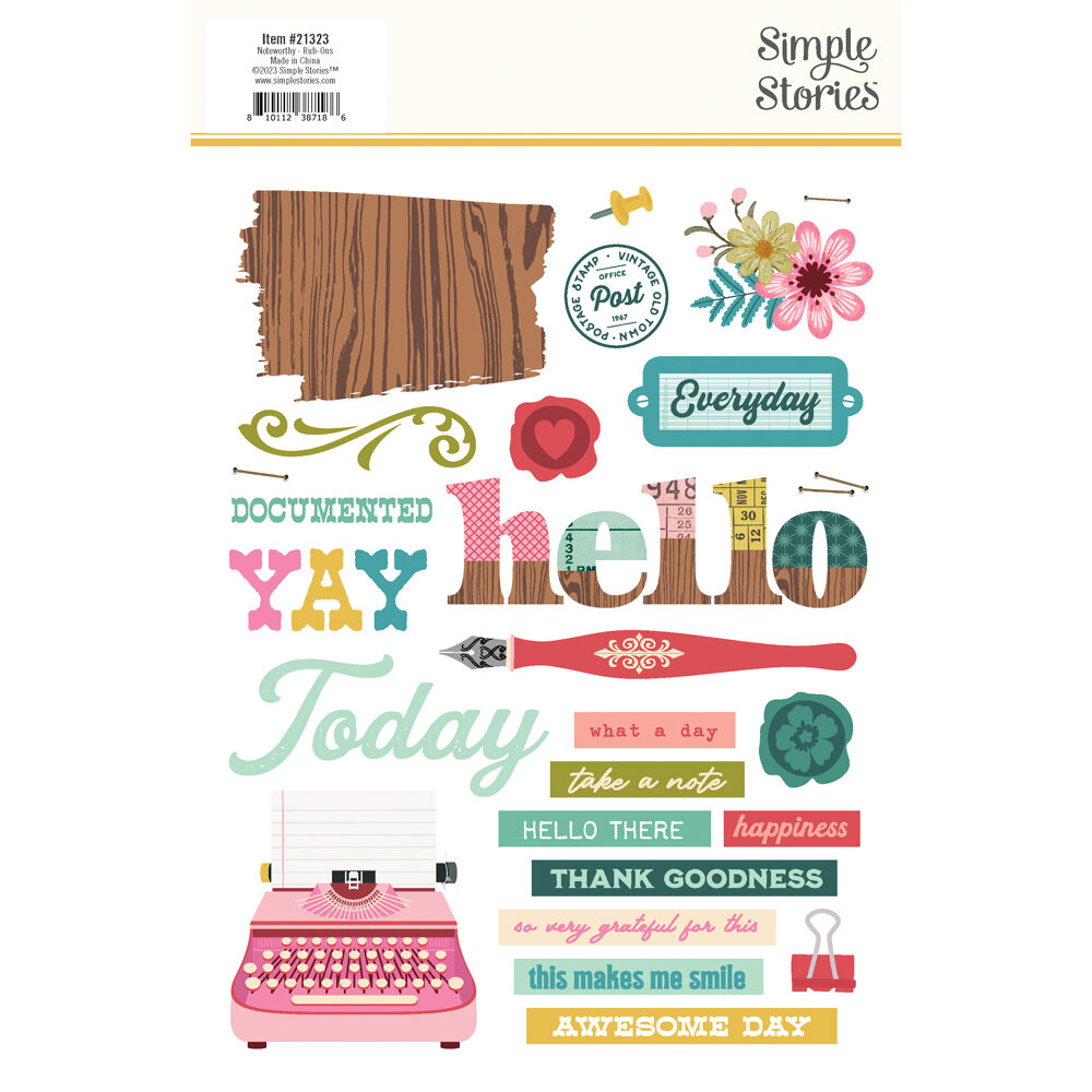 Simple Stories Noteworthy Rub-ons (21323) (OUTLET)