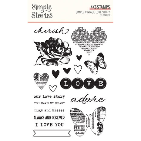 Simple Stories Simple Vintage Love Story Clear Stamps (21420) (DISCONTINUED)