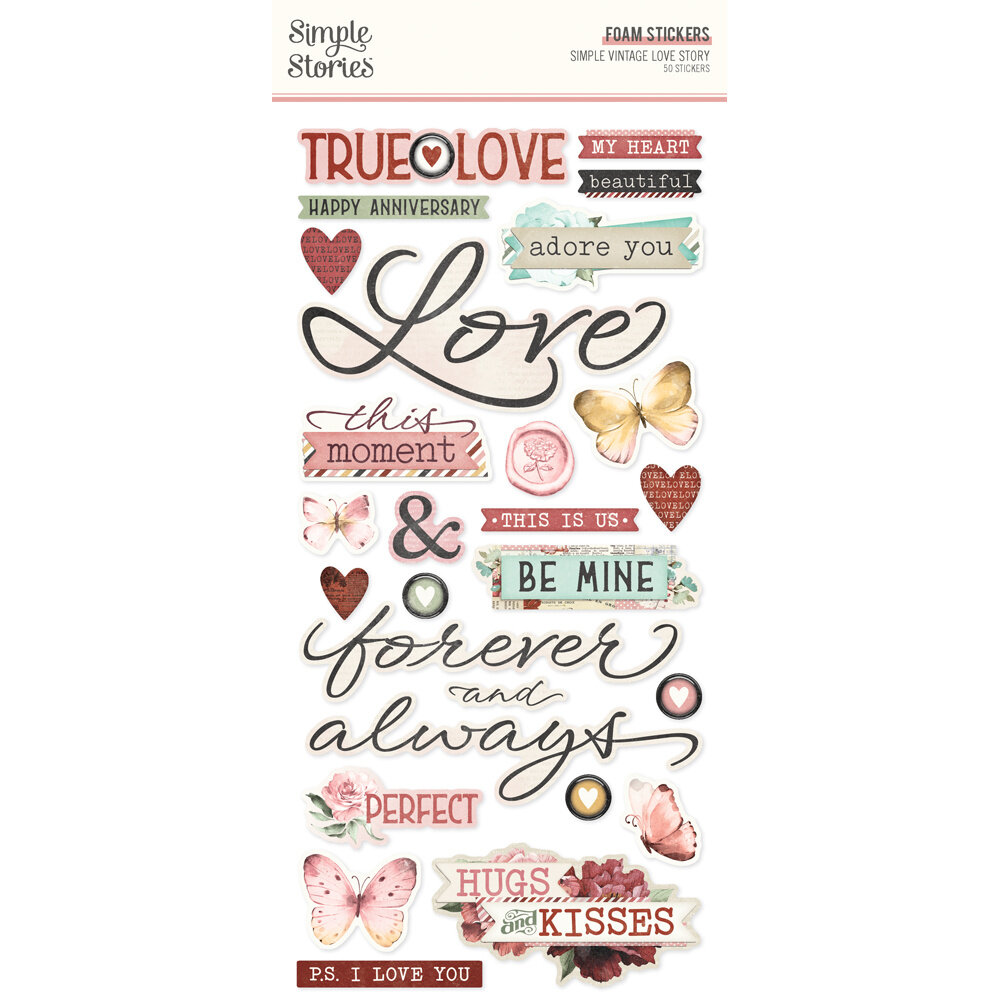 Simple Stories Simple Vintage Love Story Foam Stickers (21429) (DISCONTINUED)