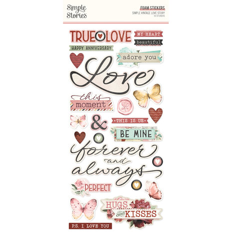 Simple Stories Simple Vintage Love Story Foam Stickers (21429) (DISCONTINUED)