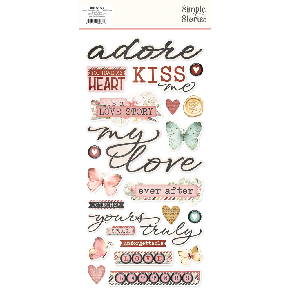 Simple Stories Simple Vintage Love Story Foam Stickers (21429) (DISCONTINUED)