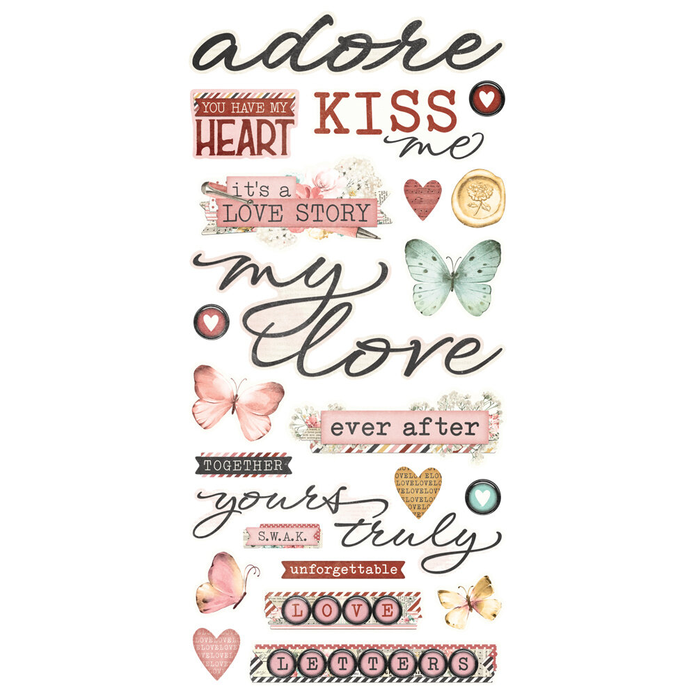 Simple Stories Simple Vintage Love Story Foam Stickers (21429) (DISCONTINUED)