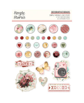 Simple Stories Simple Vintage Love Story Decorative Brads (21432) (DISCONTINUED)