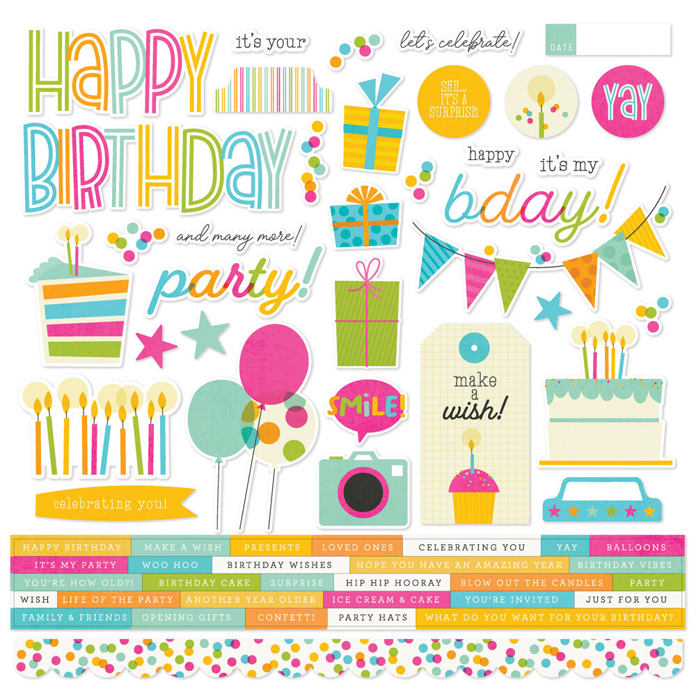 Simple Stories Birthday Cardstock Stickers (21906) (DISCONTINUED)