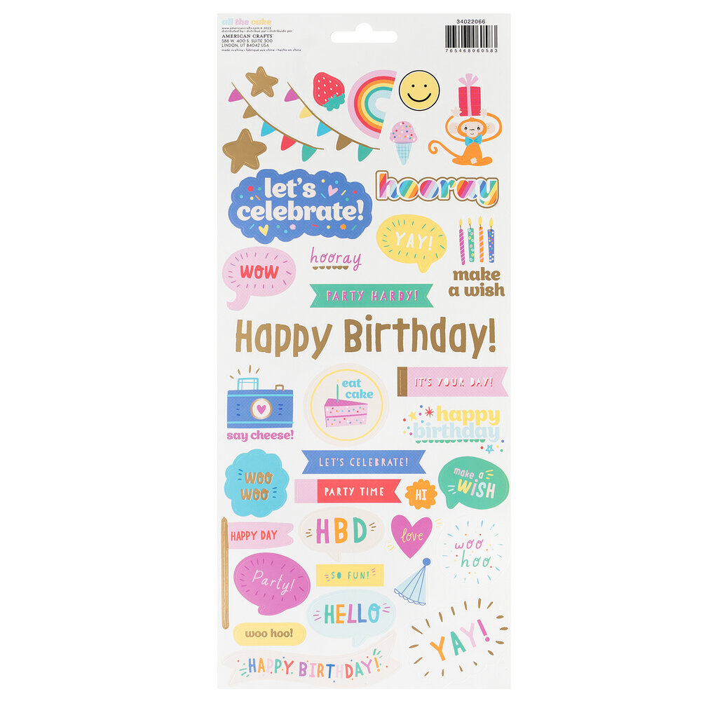 American Crafts Pebbles All The Cake Stickers (78pcs) (34022066) (OUTLET)