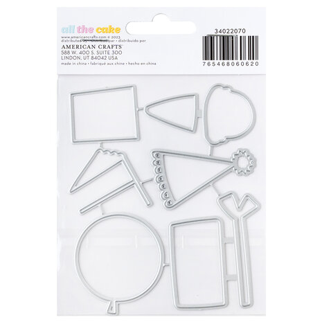 American Crafts Pebbles All The Cake 3x4 Inch Metal Dies (6pcs) (34022070) (OUTLET)