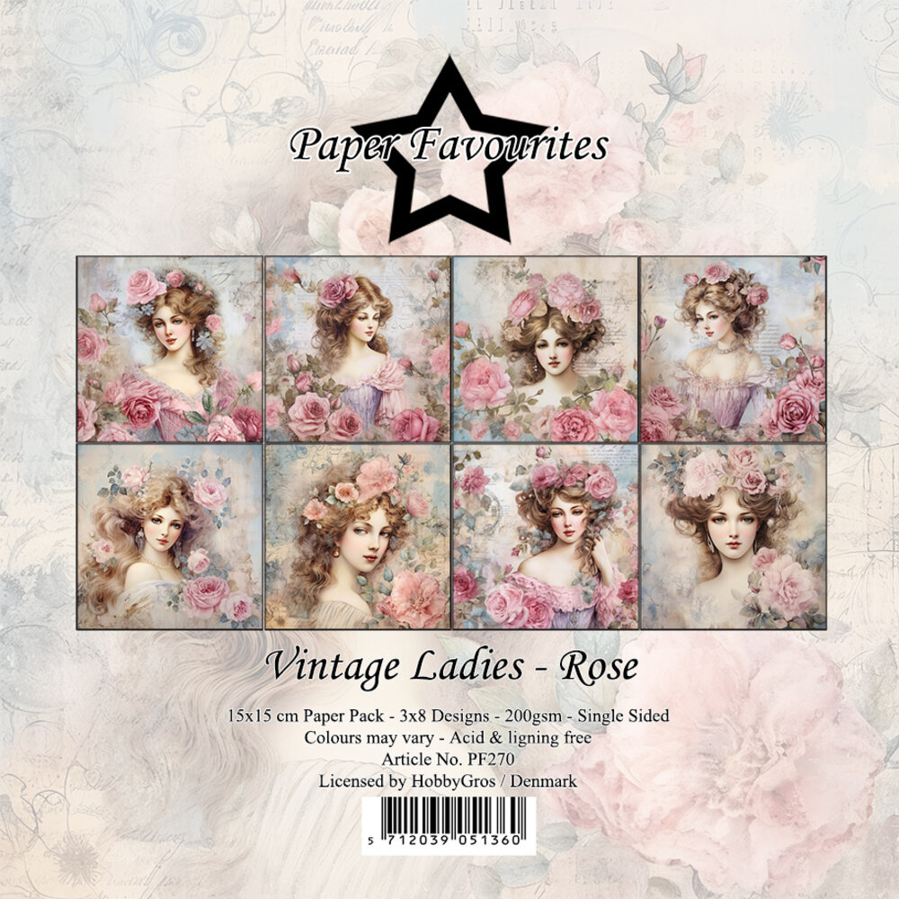 Paper Favourites Vintage Ladies Rose 6x6 Inch Paper Pack (PF270) (DISCONTINUED)