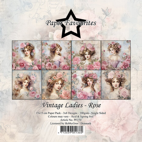 Paper Favourites Vintage Ladies Rose 6x6 Inch Paper Pack (PF270) (DISCONTINUED)