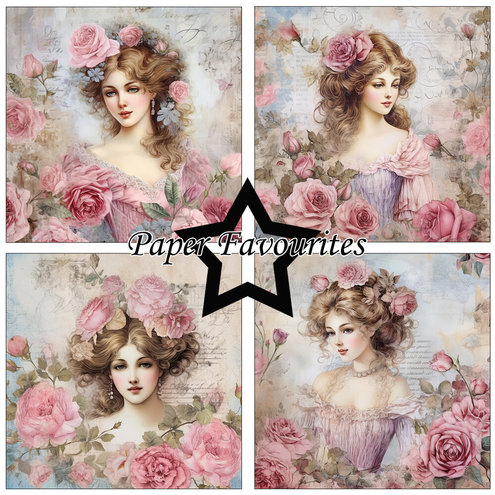 Paper Favourites Vintage Ladies Rose 6x6 Inch Paper Pack (PF270) (DISCONTINUED)