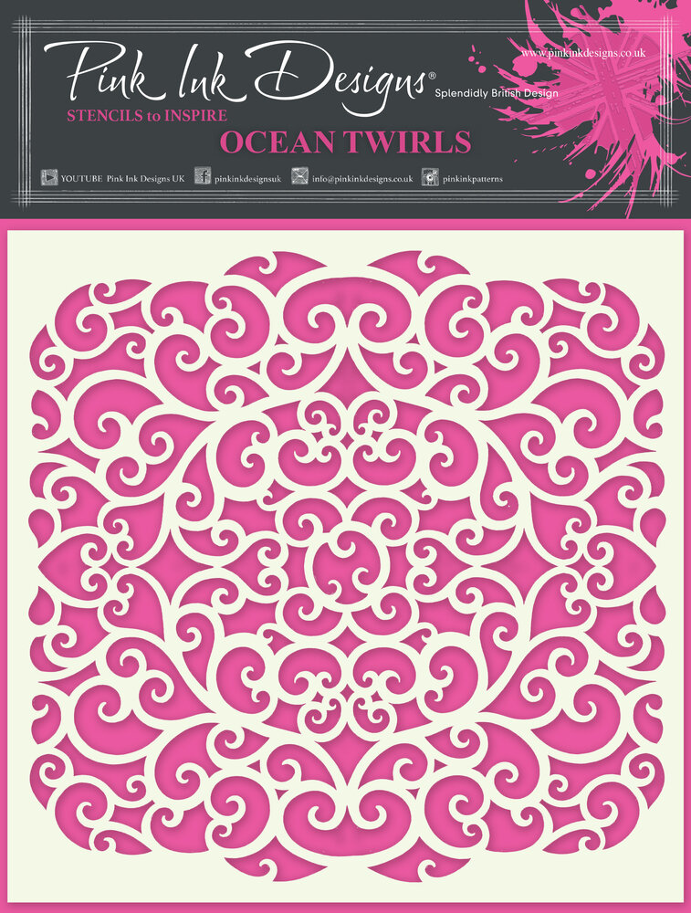 Pink Ink Designs Ocean Twirls Stencil (PINKST022) (OUTLET)