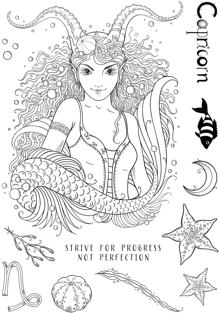 Pink Ink Designs Capricorn "The Perfectionist" A5 Clear Stamps (PI240) (OUTLET)