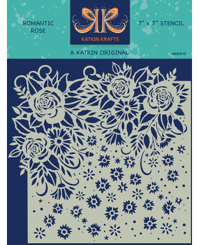 Katkin Krafts Romantic Rose 7x7 Inch Stencil (KKST012) (OUTLET) Katkin Krafts Romantic Rose 7x7 Inch Stencil (KKST012) (OUTLET)