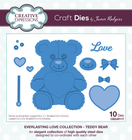 Creative Expressions Jamie Rodgers Craft Die Everlasting Love Teddy Bear (CEDJR117) (OUTLET)