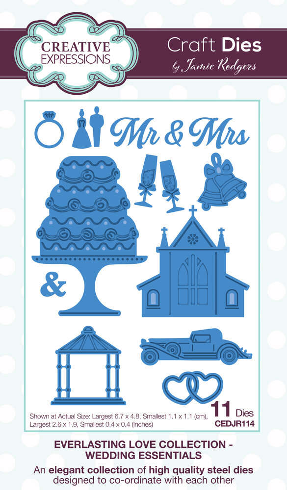 Creative Expressions Jamie Rodgers Craft Die Everlasting Love Wedding Essentials (CEDJR114) (OUTLET)