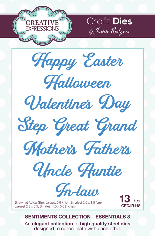 Creative Expressions Jamie Rodgers Craft Die Sentiments Essentials 3 (CEDJR118) (OUTLET)