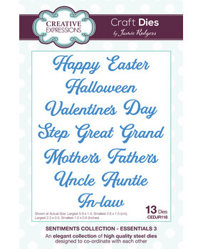 Creative Expressions Jamie Rodgers Craft Die Sentiments Essentials 3 (CEDJR118) (OUTLET)