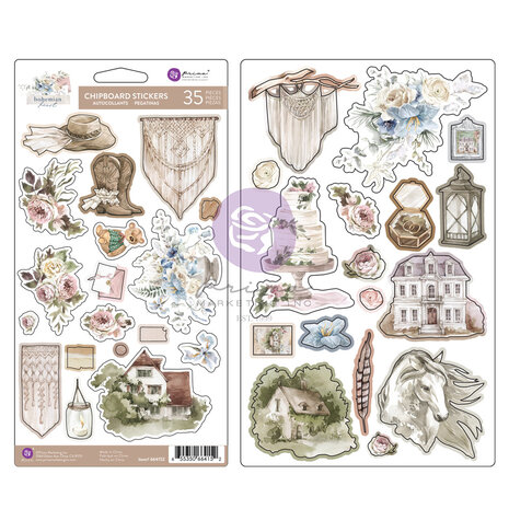 Prima Marketing Bohemian Heart Chipboard Stickers (35pcs) (664152) (DISCONTINUED)