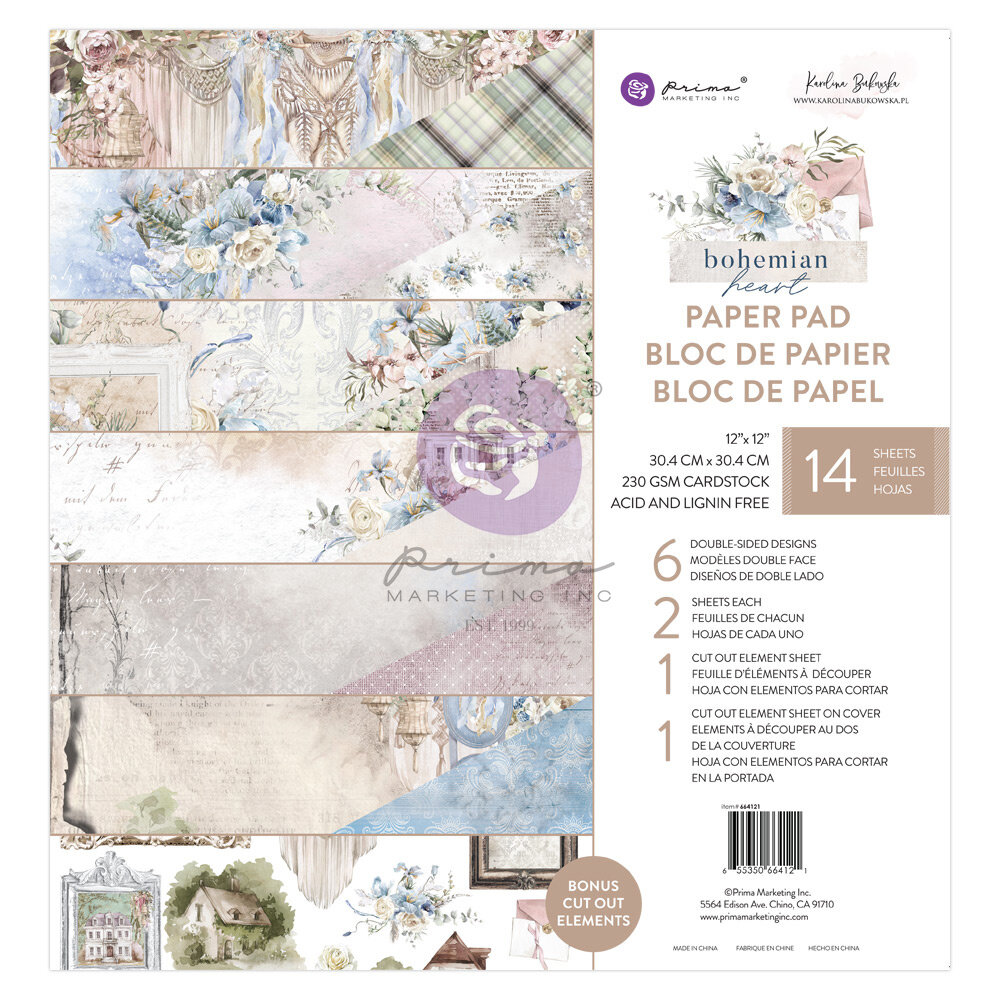 Prima Marketing Bohemian Heart 12x12 Inch Paper Pad (664121) (DISCONTINUED) Prima Marketing Bohemian Heart 12x12 Inch Paper Pad (664121) (DISCONTINUED)