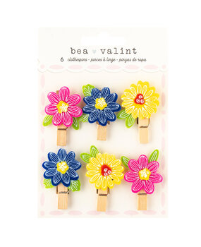American Crafts Bea Valint Poppy and Pear Clothespins Flower (6pcs) (34025944) (OUTLET)
