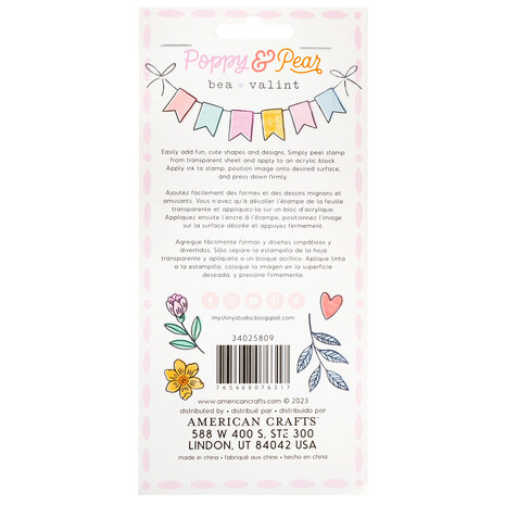 American Crafts Bea Valint Poppy and Pear Clear Stamps (12pcs) (34025809) (OUTLET)