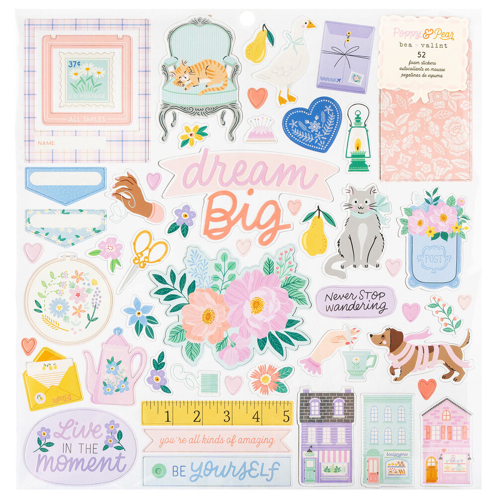 American Crafts Bea Valint Poppy and Pear 12x12 Inch Foam Stickers (120pcs) (34025798) (OUTLET) American Crafts Bea Valint Poppy and Pear 12x12 Inch Foam Stickers (120pcs) (34025798) (OUTLET)